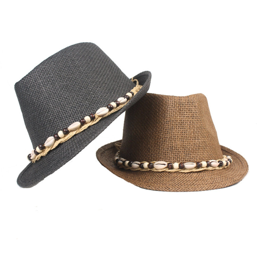 Men Straw Casual Vacation All-match Breathable Sunshade Top Hats Flat Hats Image 2