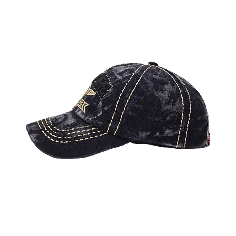 Men Washed Denim Dark Pattern Letter Embroidery Fashion Sunscreen Baseball Cap Image 1