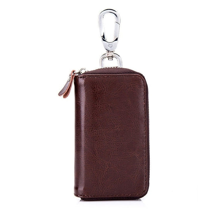 Men Women Genuine Leather Car Key Case Key Holder Waist Bag Image 1