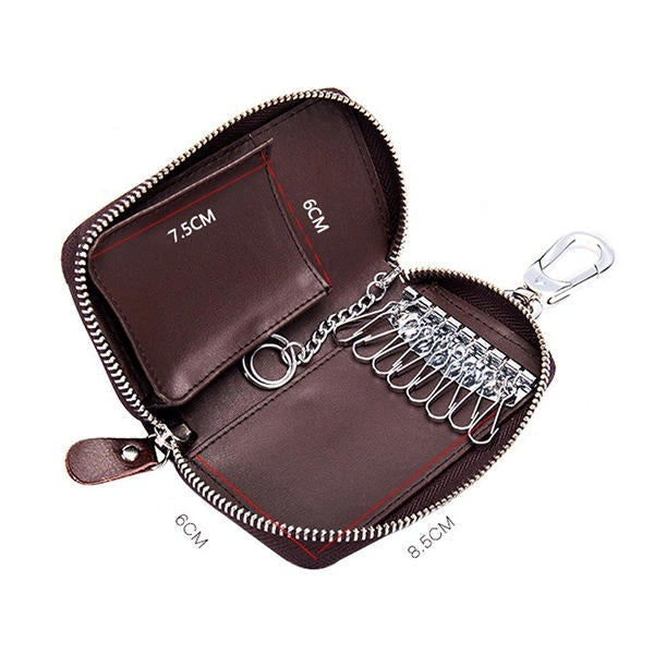 Men Women Genuine Leather Car Key Case Key Holder Waist Bag Image 3