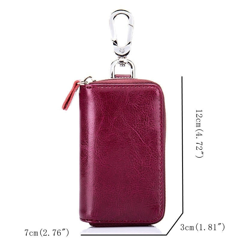 Men Women Genuine Leather Car Key Case Key Holder Waist Bag Image 4