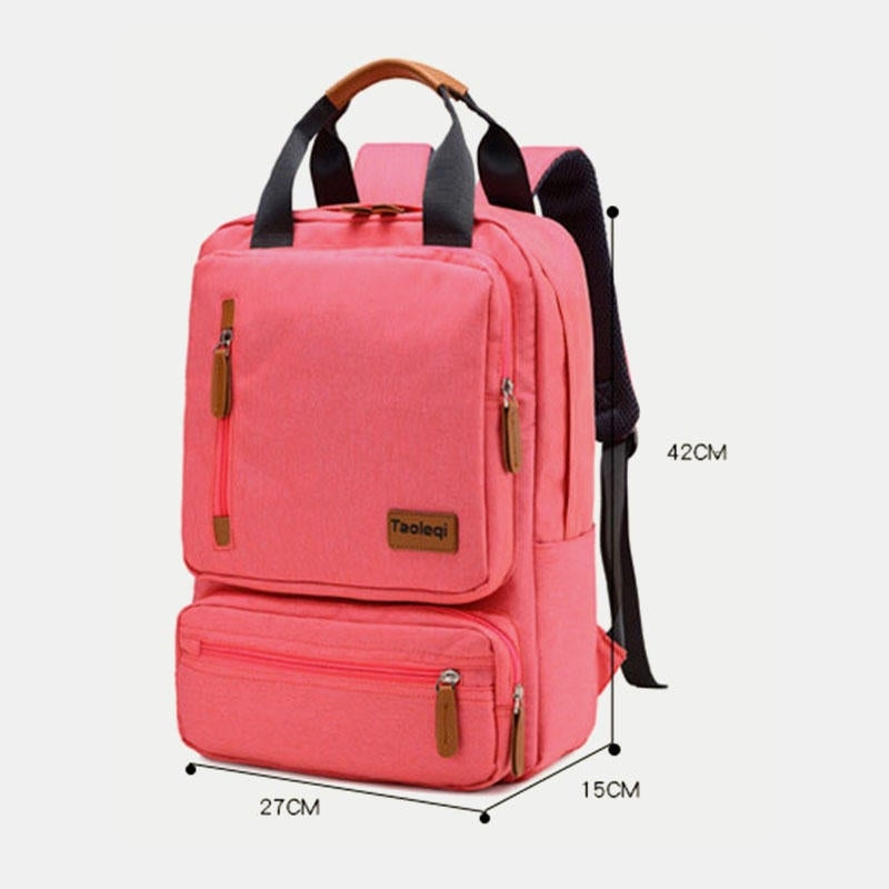 Men Women Fashion Large Capacity Multi-pocket Pure Color Backpack Image 4