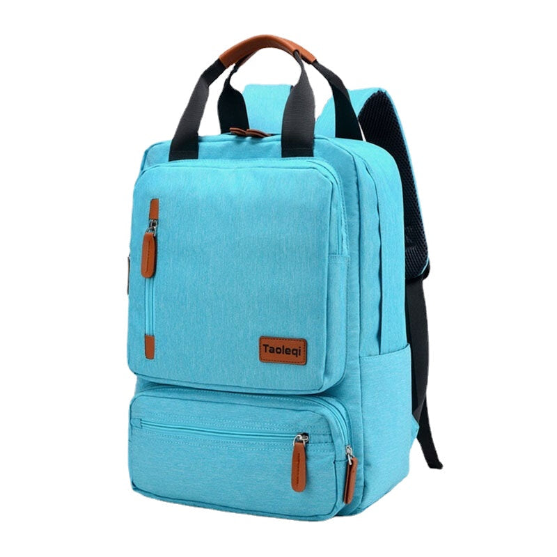 Men Women Fashion Large Capacity Multi-pocket Pure Color Backpack Image 9