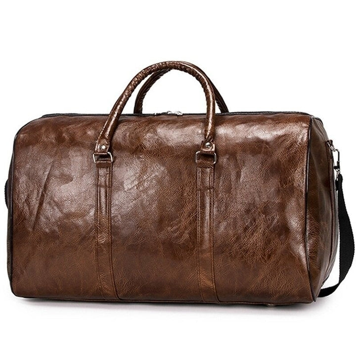 Men Women Leather Duffel Bags Waterproof Large Capacity Folding Sports Travel Bag Fitness Yoga Gym Handbag Image 1