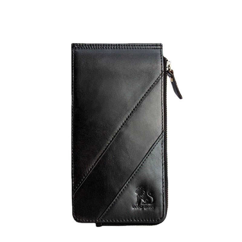 Men Women RFID Wallet Genuine Leather Long Purse 12 Slots Card Holder Zipper Phone Wallet Image 1