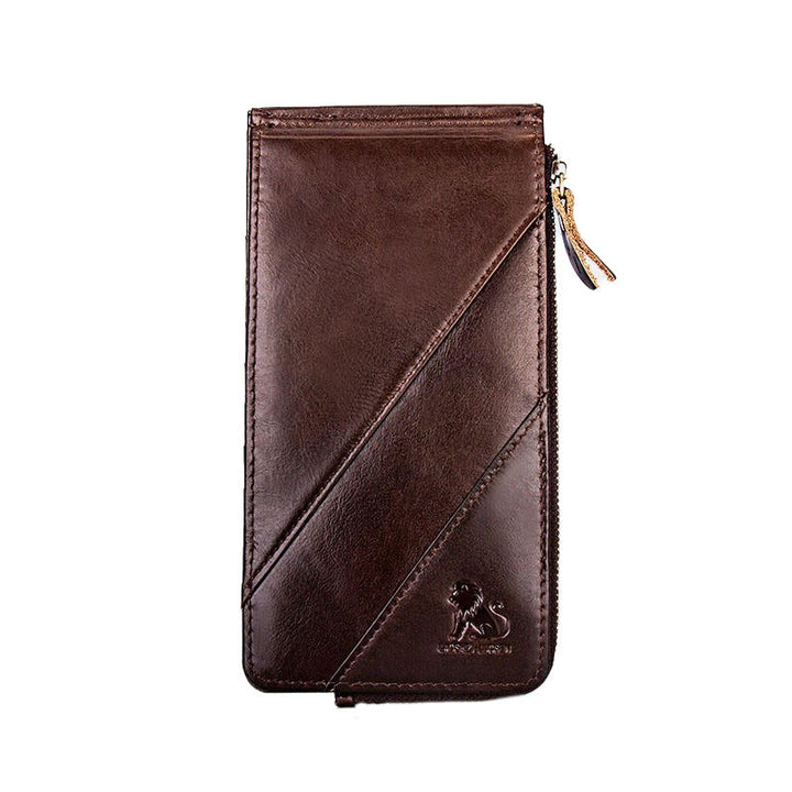 Men Women RFID Wallet Genuine Leather Long Purse 12 Slots Card Holder Zipper Phone Wallet Image 4