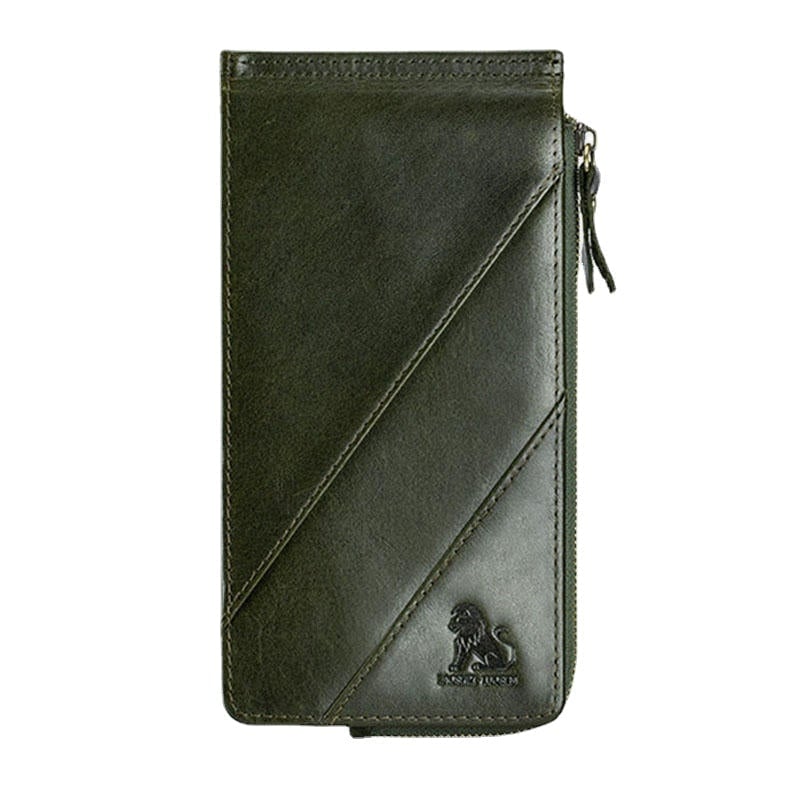 Men Women RFID Wallet Genuine Leather Long Purse 12 Slots Card Holder Zipper Phone Wallet Image 1
