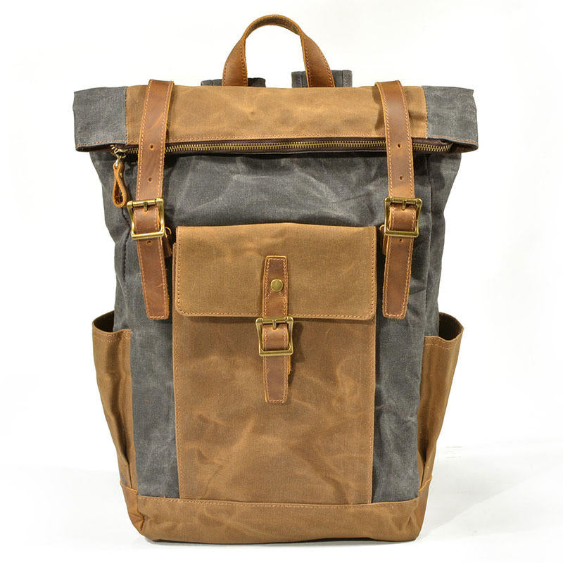 Men Women Travel Vintage Backpack Canvas Waterproof Outdoor Large Capacity Backpack Unisex Camping Image 3