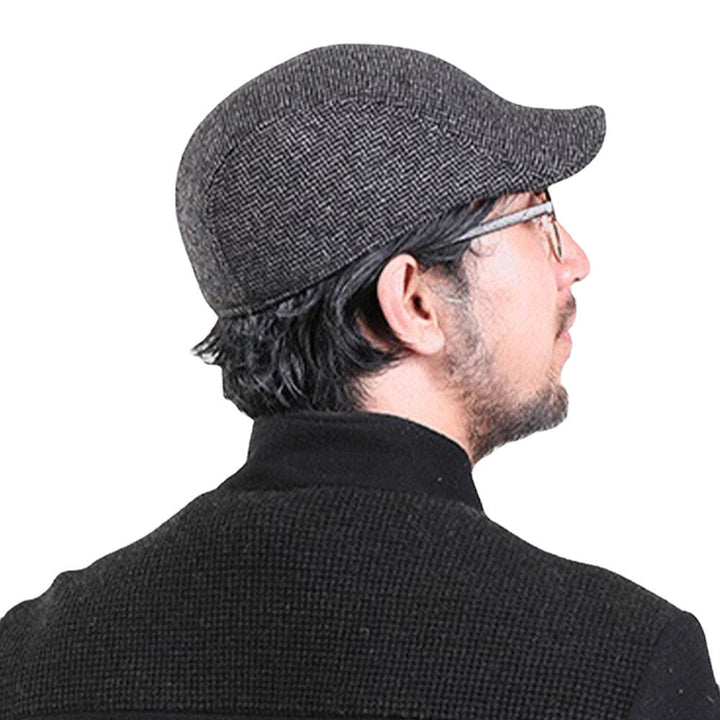 Men Wool Plus Thicken Ear Pads Ear Protection Casual Fashion Forward Hat Beret Hat Image 3