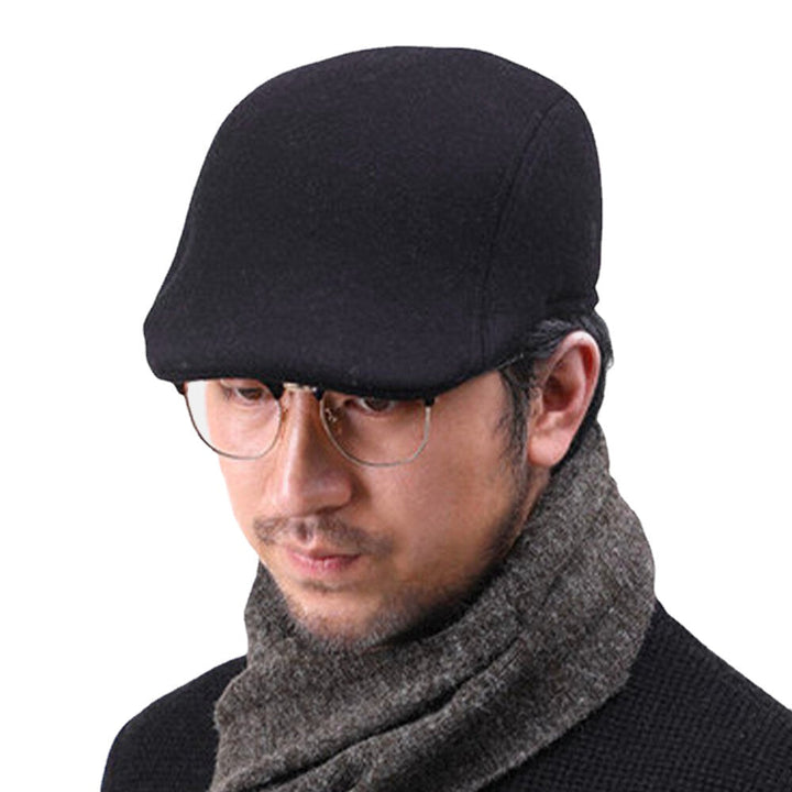 Men Wool Plus Thicken Ear Pads Ear Protection Casual Fashion Forward Hat Beret Hat Image 4