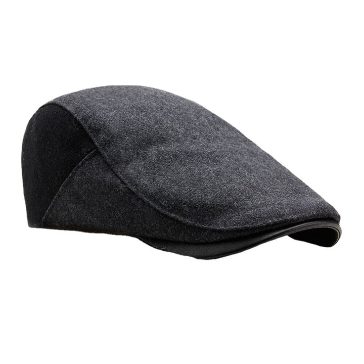 Men Woolen Dome Color Matching Absorb Sweat Breathable Berets British Retro Winter Thicken Warm Forward Hat Peaked Cap Image 2