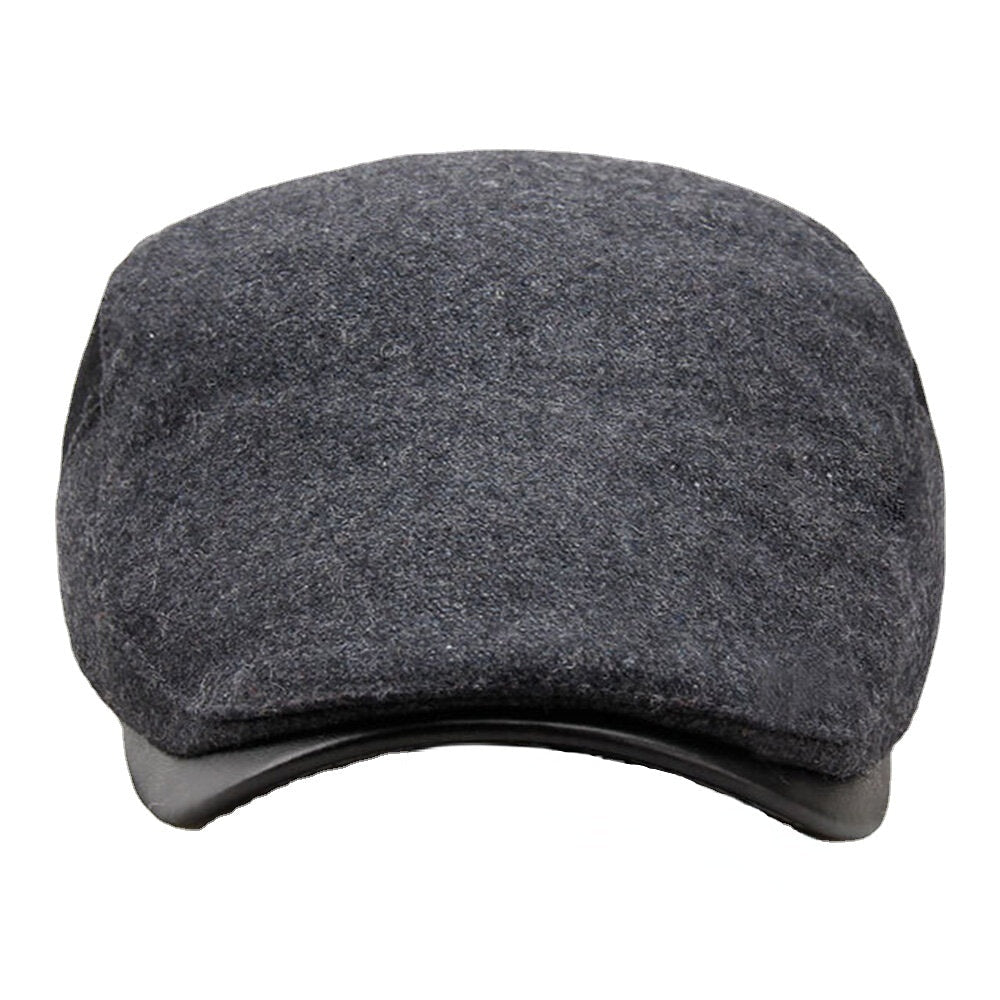 Men Woolen Dome Color Matching Absorb Sweat Breathable Berets British Retro Winter Thicken Warm Forward Hat Peaked Cap Image 3