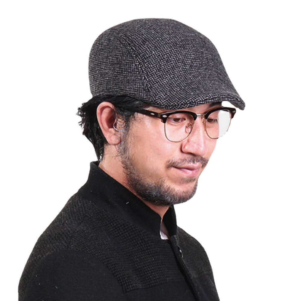 Men Wool Plus Thicken Ear Pads Ear Protection Casual Fashion Forward Hat Beret Hat Image 6