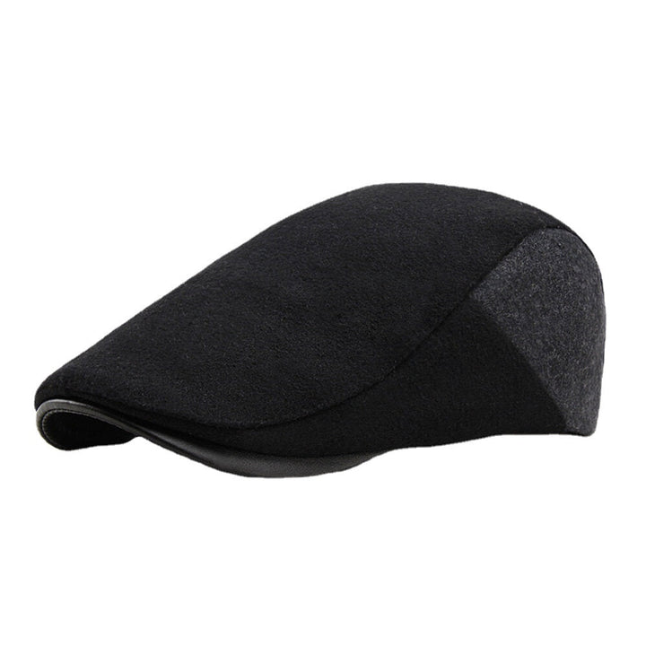 Men Woolen Dome Color Matching Absorb Sweat Breathable Berets British Retro Winter Thicken Warm Forward Hat Peaked Cap Image 6