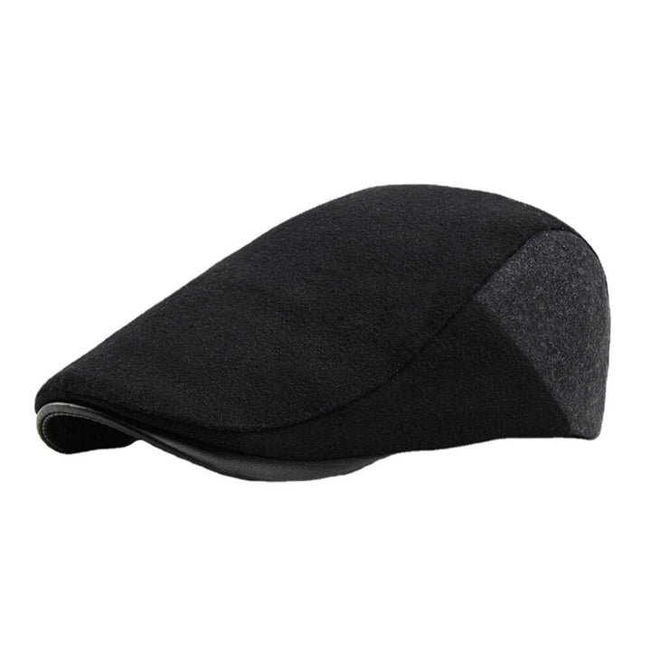 Men Woolen Dome Color Matching Absorb Sweat Breathable Berets British Retro Winter Thicken Warm Forward Hat Peaked Cap Image 1