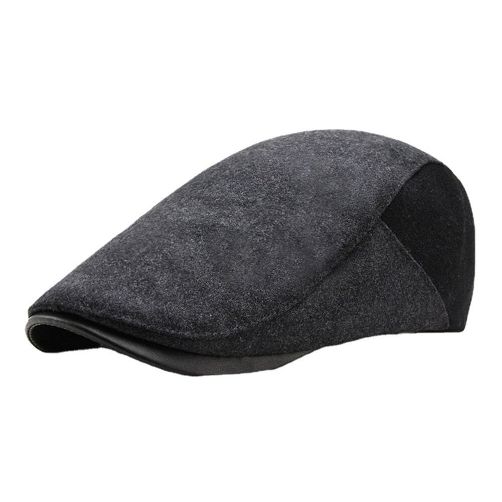 Men Woolen Dome Color Matching Absorb Sweat Breathable Berets British Retro Winter Thicken Warm Forward Hat Peaked Cap Image 1