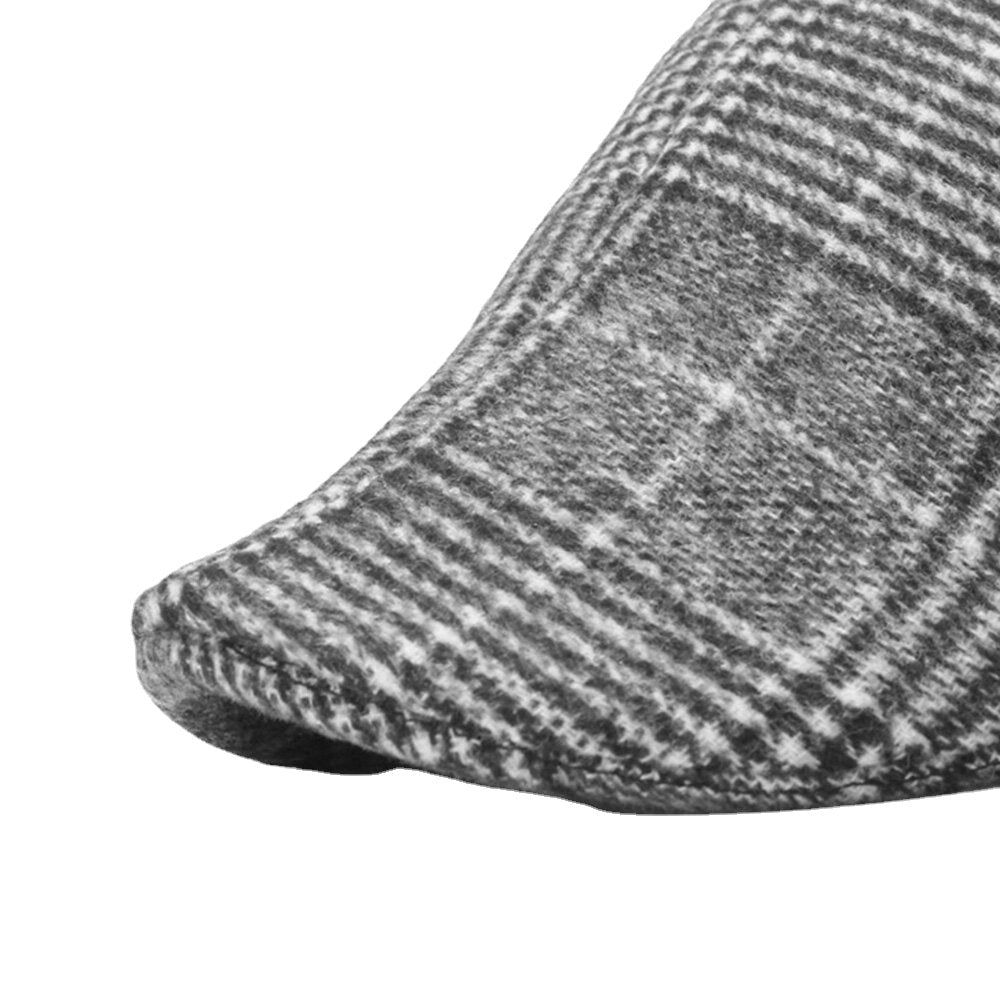 Men Woolen Felt Herringbone Lattice Pattern Flat Cap Outdoor Casual Warmth Beret Cap Image 6