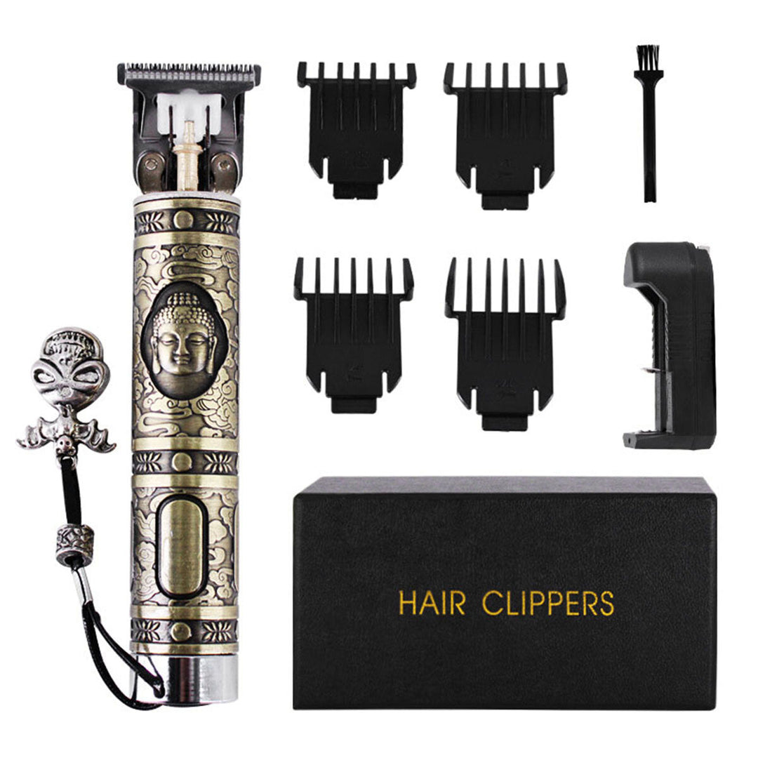 Mens Vintage Professional Electric Hair Clipper Rechargeable Hair Groomming Trimmer Haircut Machine + 4 Limit Combs Image 1