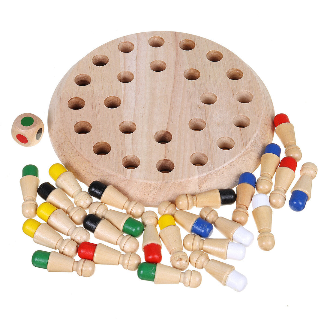 Montessori Wooden Colorful Memory Chess Game Clip Beads 3D Puzzle Learning Educational Toys for Children Image 3