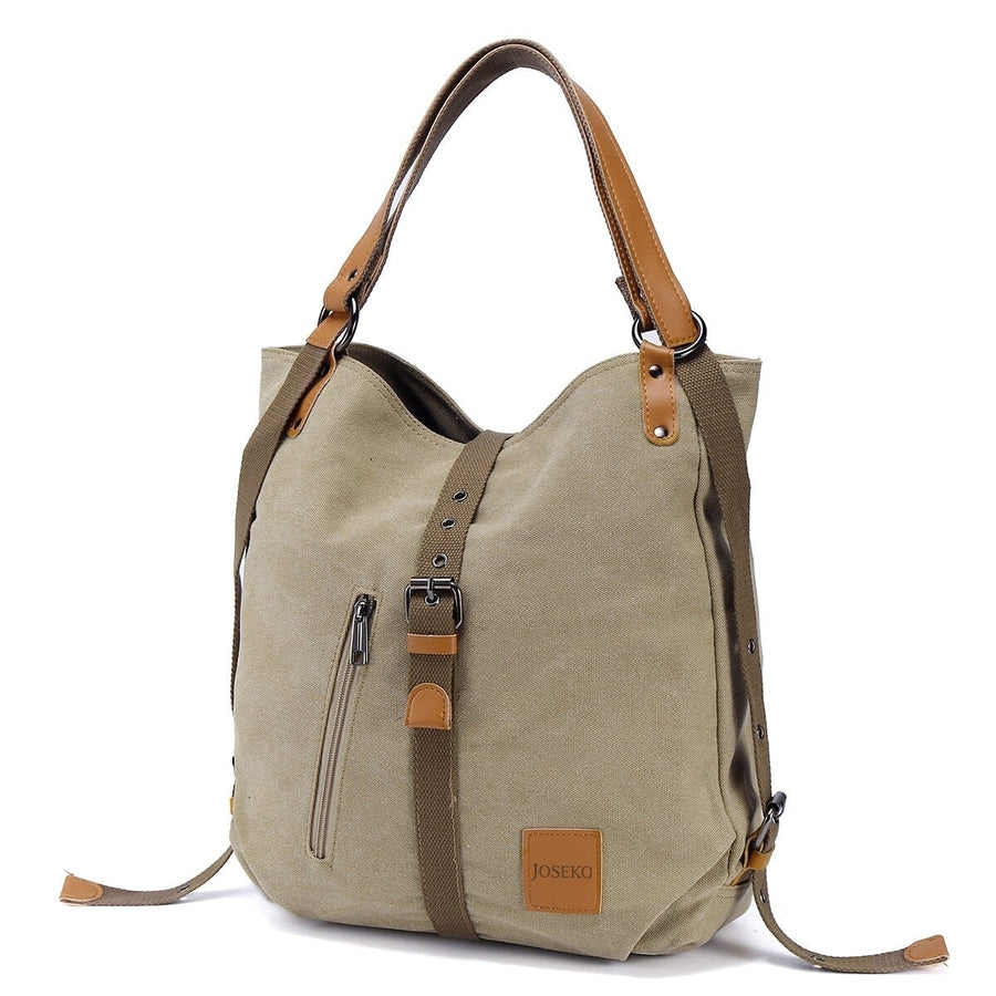 Multi-functional Canvas Women Convertible Backpack Purse Ladies Shoulder Bag Handbag Image 1