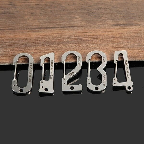 Number Zero Stainless Steel Carabiner Tool Key Chain Lucky Image 9