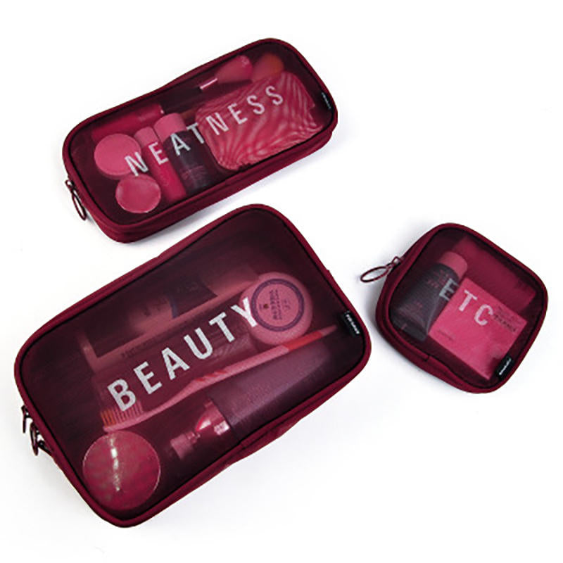 Nylon S,M,L Travel Women Cosmetic Bag Portable Makeup Bag Mesh Case Portable Box Image 7