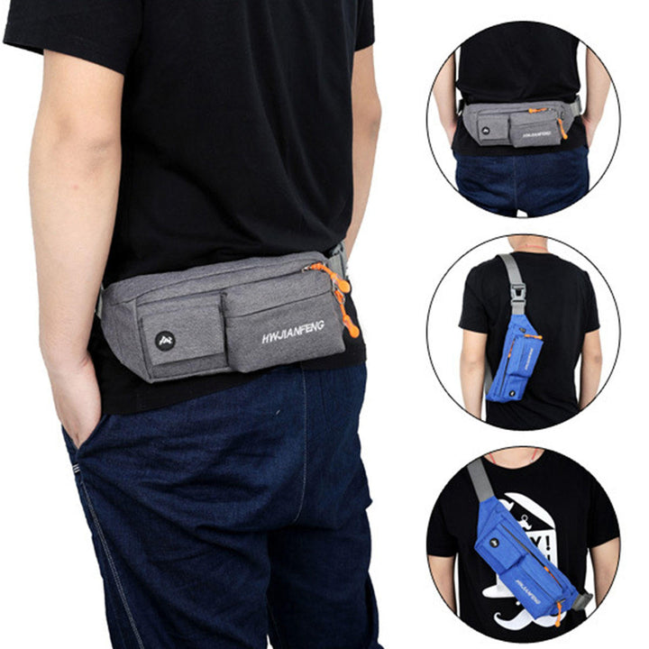 Nylon Waist Bag Waterproof Crossbody Bag Travel Running Unisex Zipper Phone Bag Image 1
