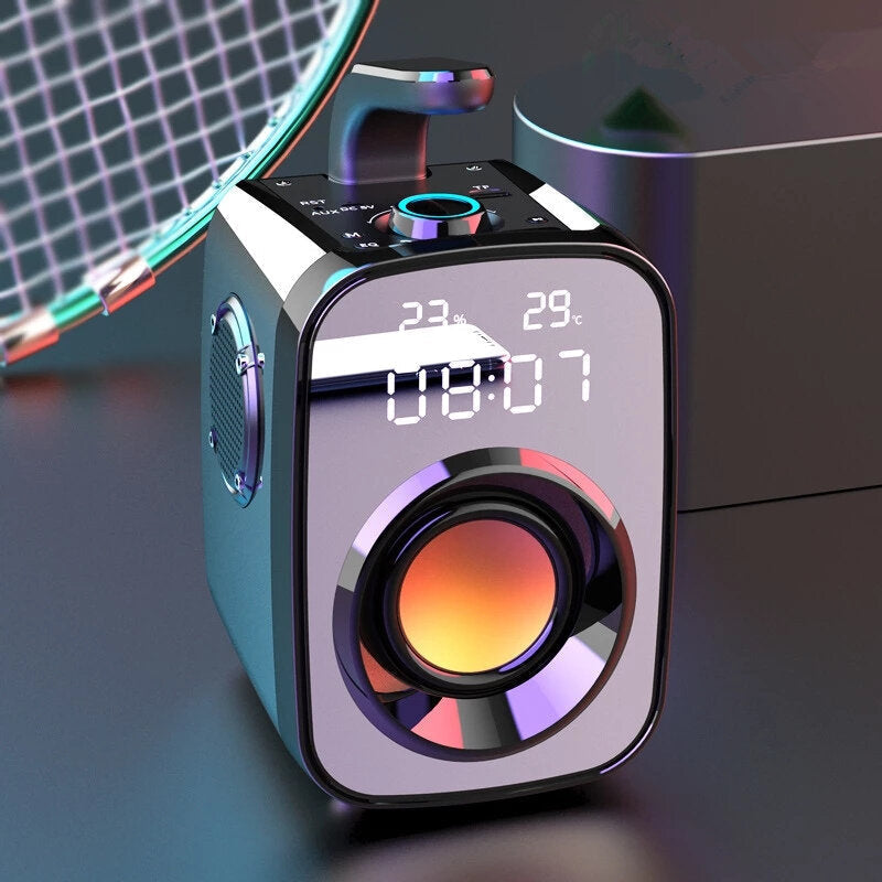 Portable bluetooth 5.0 Speaker LED Clock Display Mirror HiFi Super Bass FM Raido High Powerful Boombox HiFi Sound Image 2