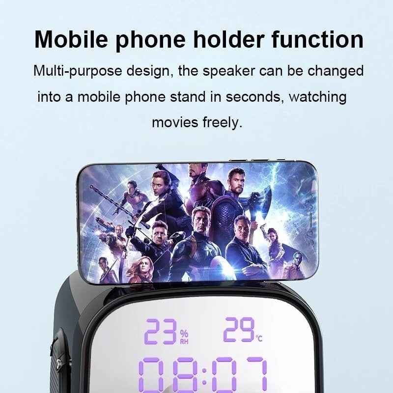 Portable bluetooth 5.0 Speaker LED Clock Display Mirror HiFi Super Bass FM Raido High Powerful Boombox HiFi Sound Image 6