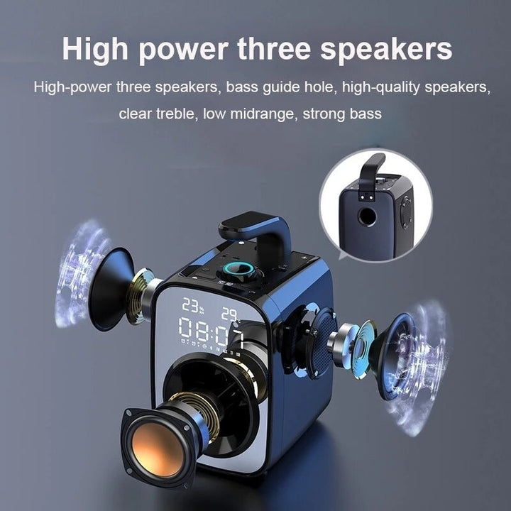 Portable bluetooth 5.0 Speaker LED Clock Display Mirror HiFi Super Bass FM Raido High Powerful Boombox HiFi Sound Image 7