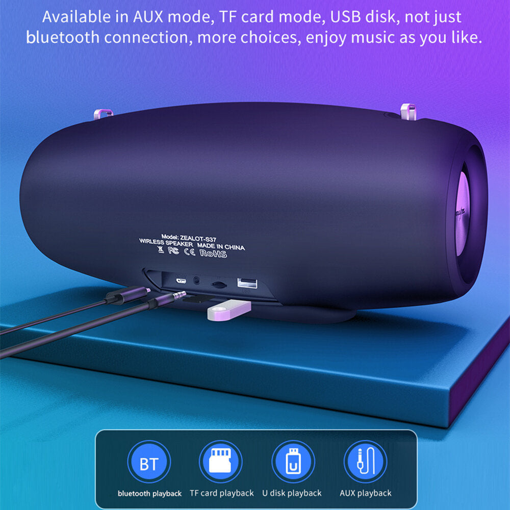 Portable bluetooth Boombox Speaker 40W Wireless IPX5 Waterproof 360Stereo Subwoofer Speaker 10 Hrs Playtime Built-in Mic Image 4