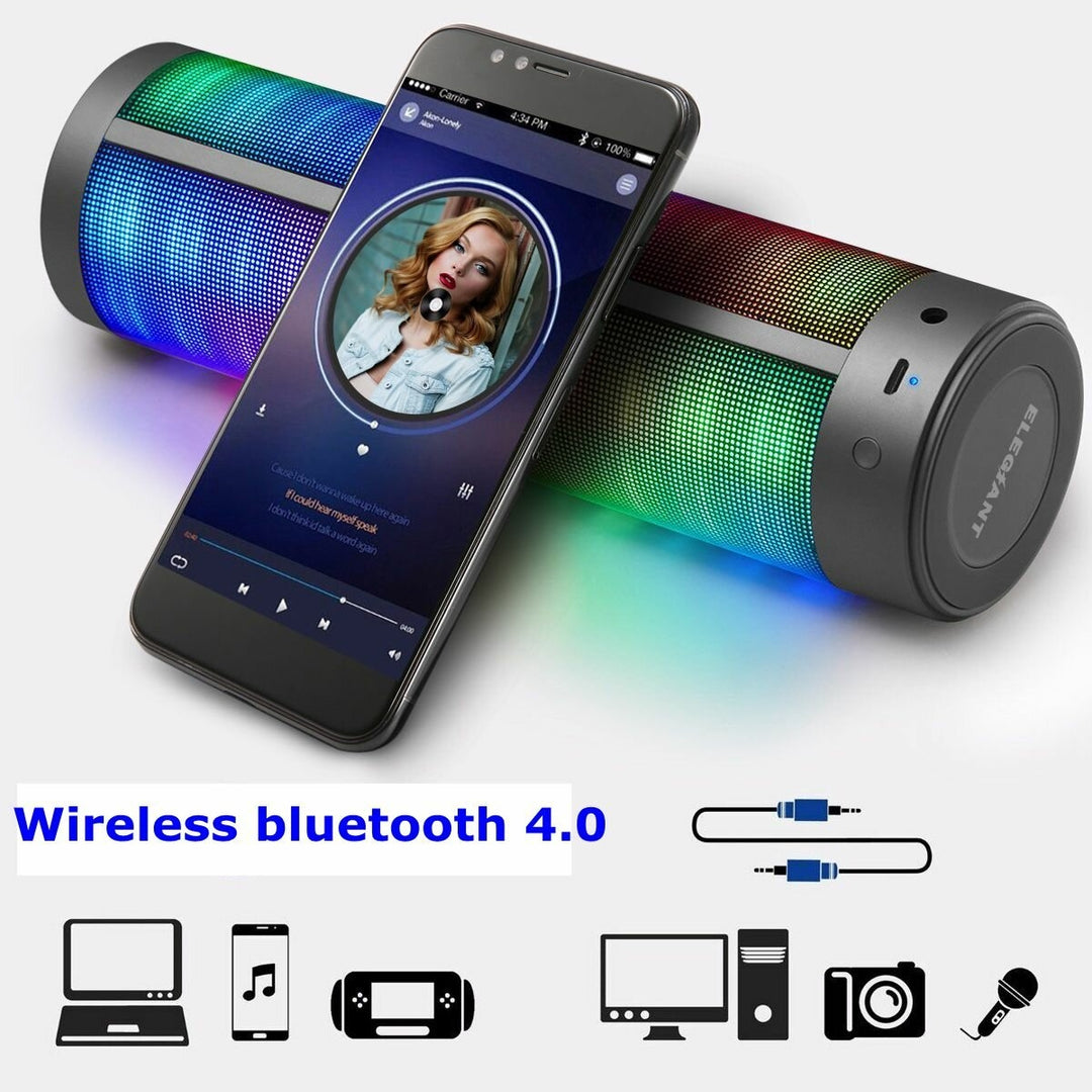 Portable bluetooth Wireless LED Speakers Stereo Hi-Fi Enhanced Bass Built-in Mic Image 4