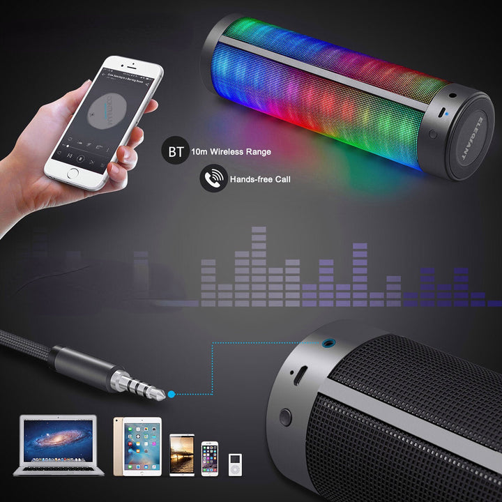 Portable bluetooth Wireless LED Speakers Stereo Hi-Fi Enhanced Bass Built-in Mic Image 6