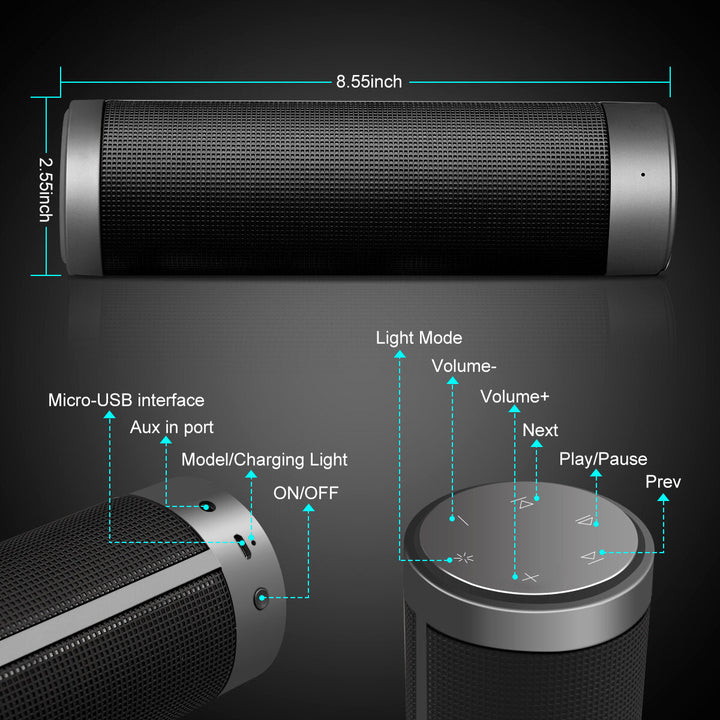 Portable bluetooth Wireless LED Speakers Stereo Hi-Fi Enhanced Bass Built-in Mic Image 9