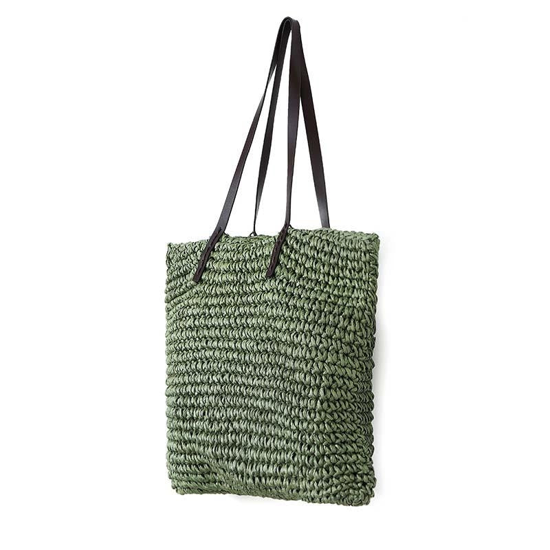 Outdoor Portable Straw Weave Handbag Tote Beach Bag Pack Pouch Shoulder Bag Image 2