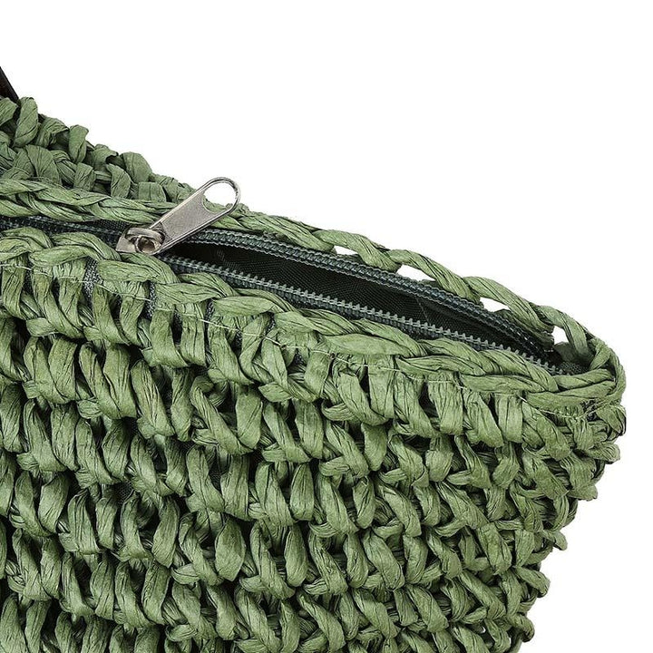 Outdoor Portable Straw Weave Handbag Tote Beach Bag Pack Pouch Shoulder Bag Image 6