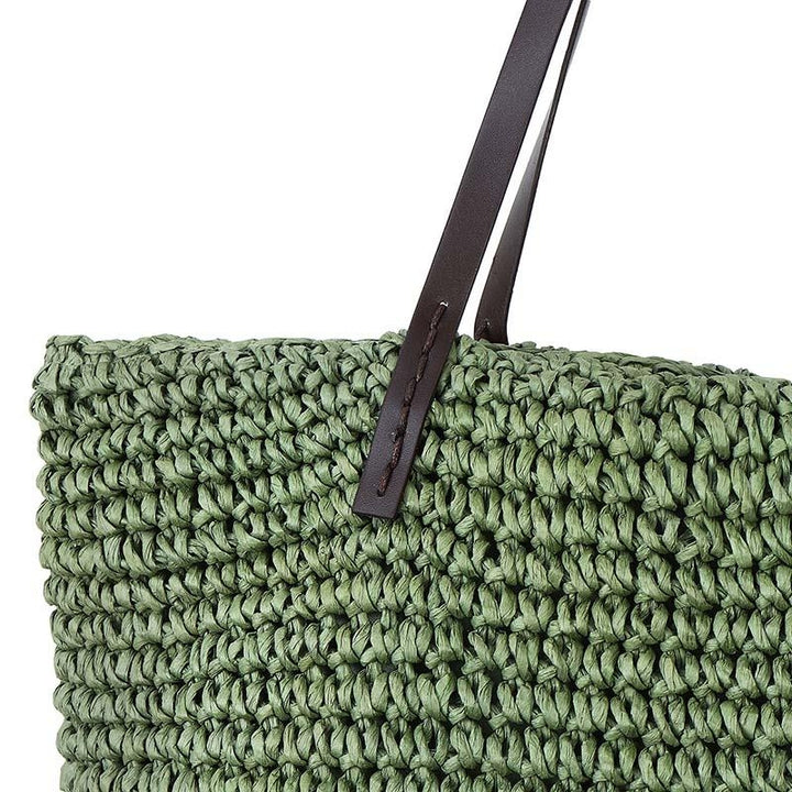 Outdoor Portable Straw Weave Handbag Tote Beach Bag Pack Pouch Shoulder Bag Image 7