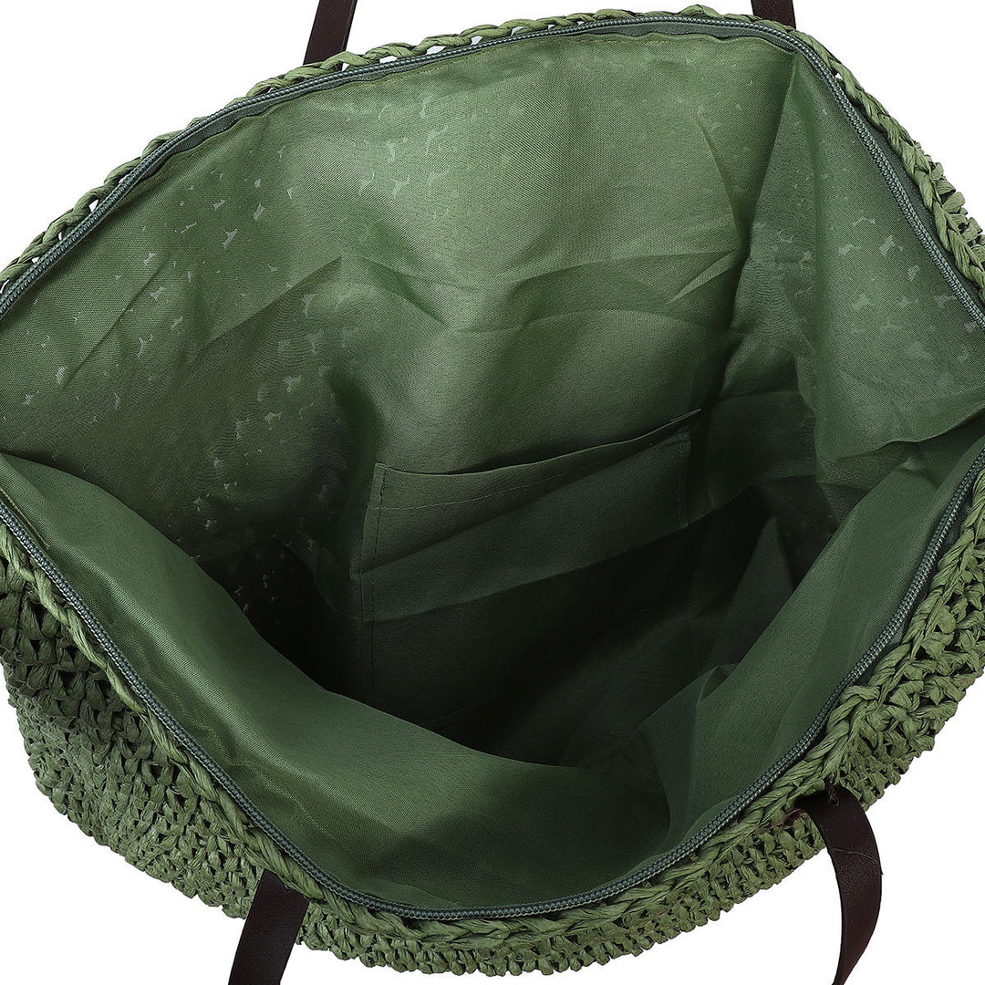 Outdoor Portable Straw Weave Handbag Tote Beach Bag Pack Pouch Shoulder Bag Image 9