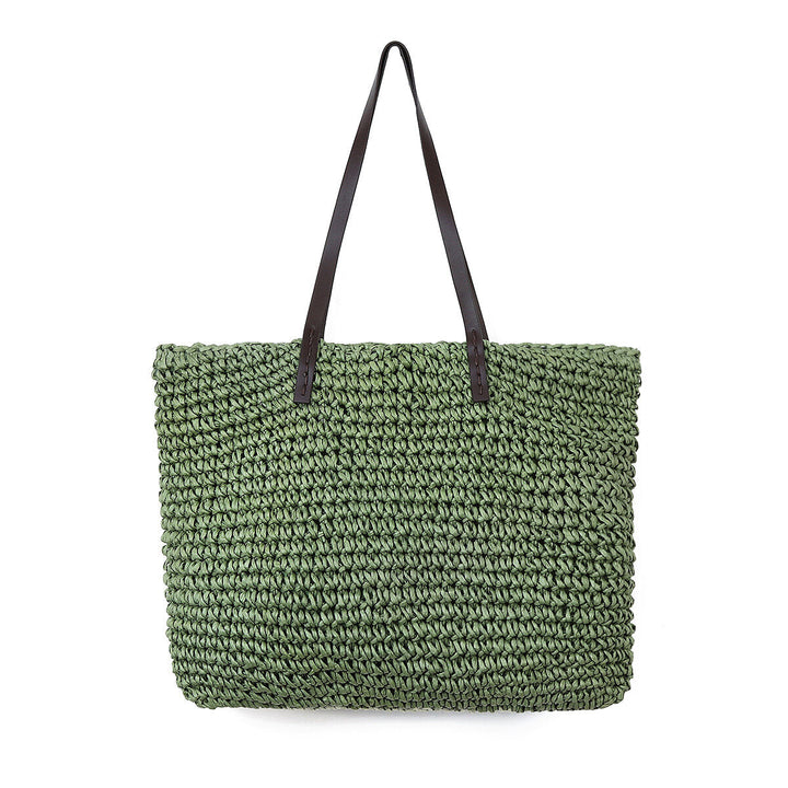 Outdoor Portable Straw Weave Handbag Tote Beach Bag Pack Pouch Shoulder Bag Image 10