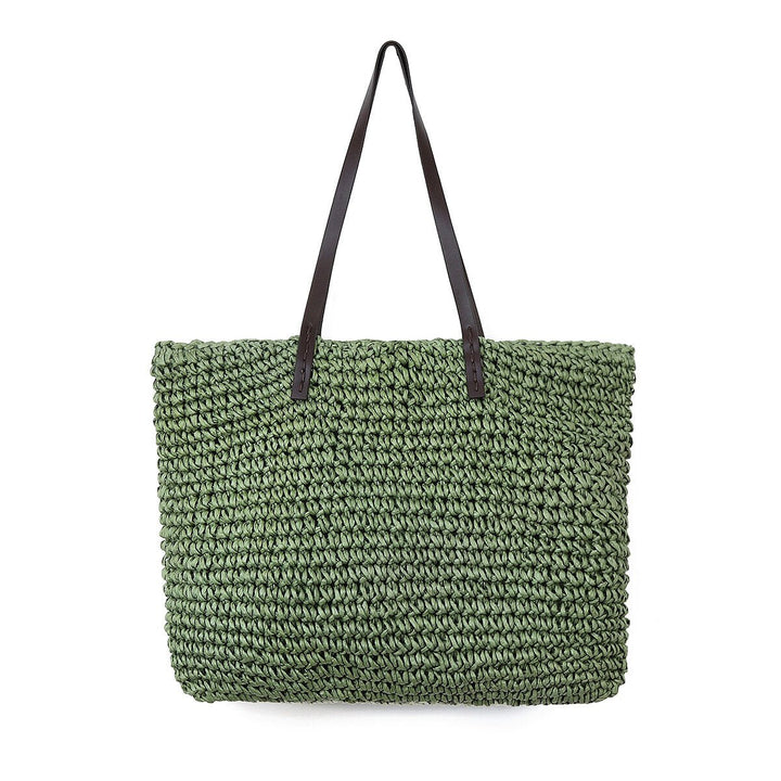 Outdoor Portable Straw Weave Handbag Tote Beach Bag Pack Pouch Shoulder Bag Image 1