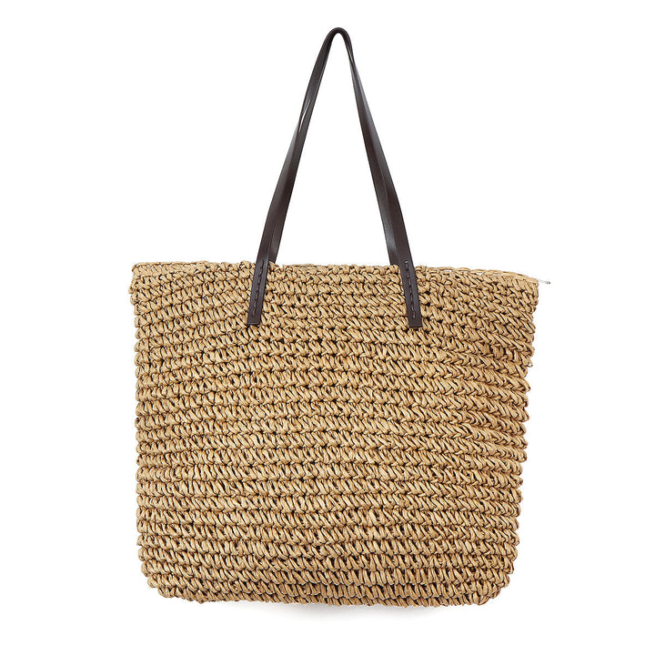 Outdoor Portable Straw Weave Handbag Tote Beach Bag Pack Pouch Shoulder Bag Image 11