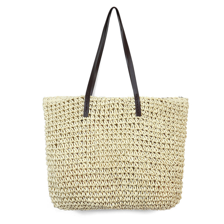 Outdoor Portable Straw Weave Handbag Tote Beach Bag Pack Pouch Shoulder Bag Image 12