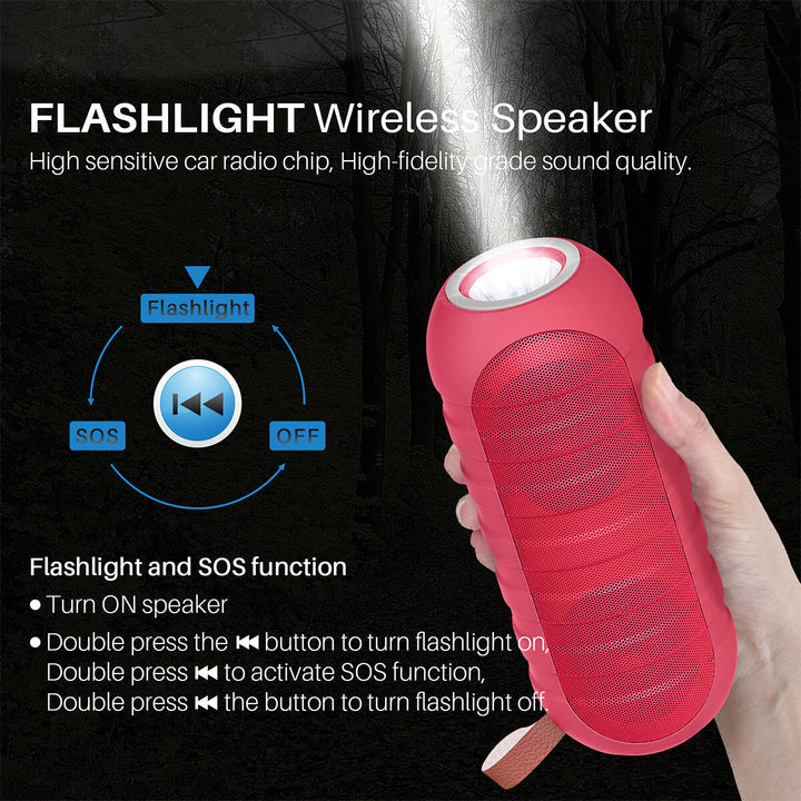 Outdoor Portable Wireless bluetooth 5.0 Flashlight Speaker Stereo HiFi Speakers Support TF Image 3