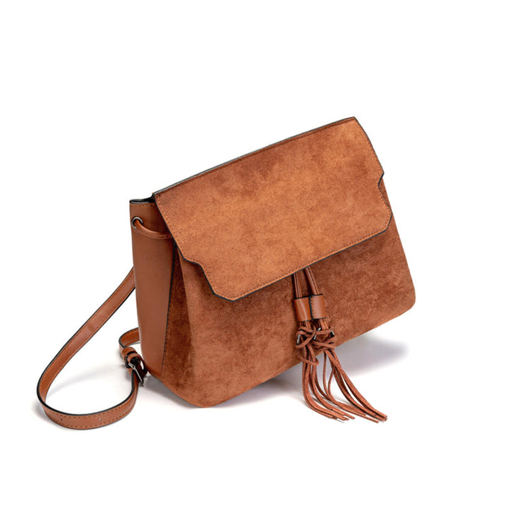 Outdoor PU Leather Backpack Women Tassel Handbag School Bag Travel Rucksack Image 6