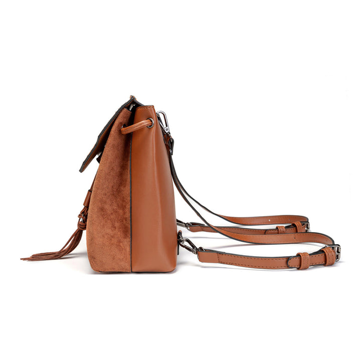 Outdoor PU Leather Backpack Women Tassel Handbag School Bag Travel Rucksack Image 7