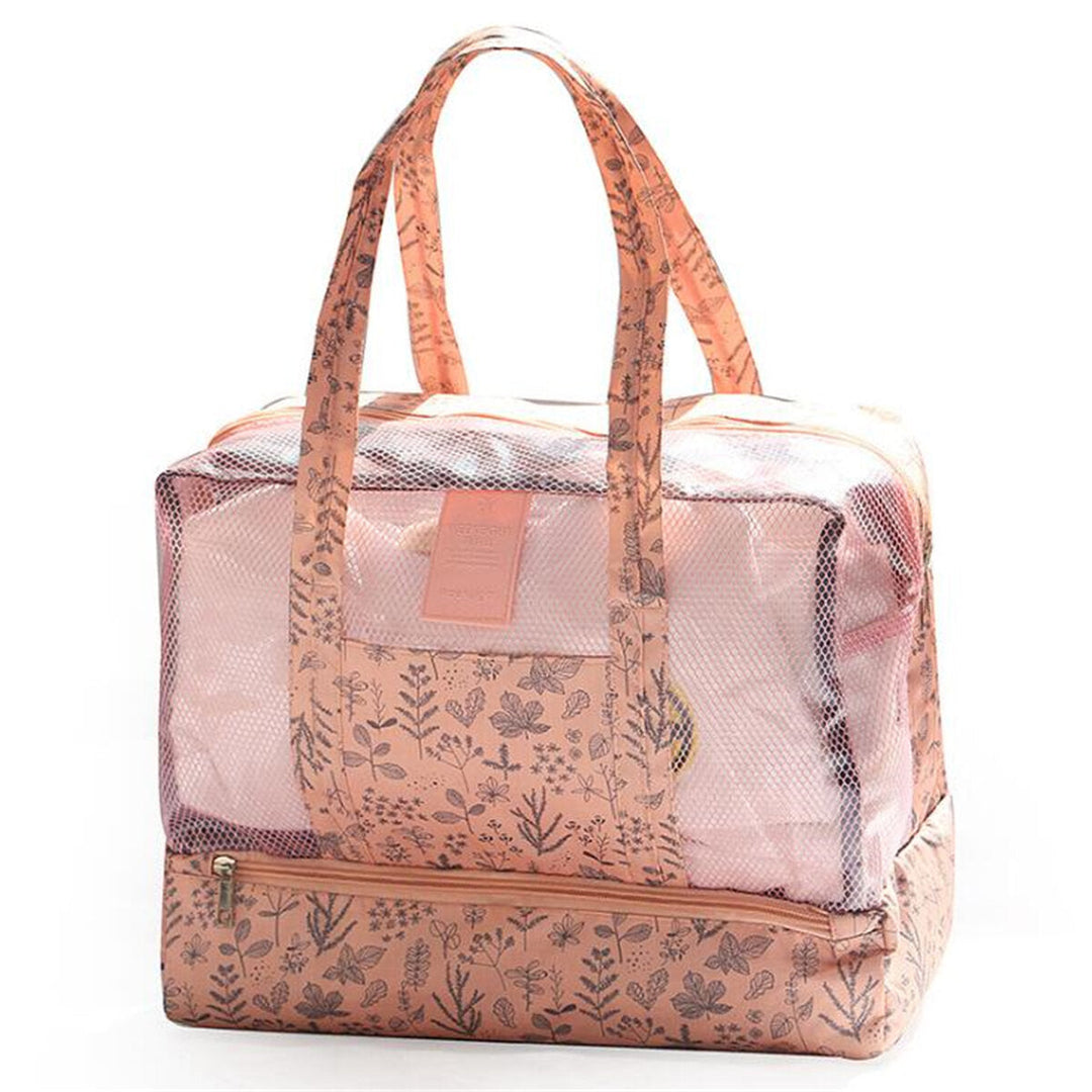 Outdoor Portable Women Mesh Beach Tote Bag Summer Travel Pouch Handbag Image 2