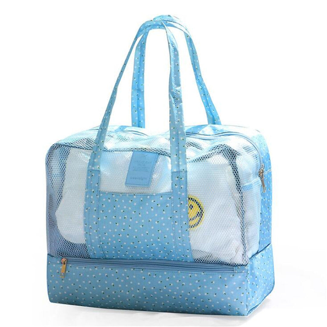 Outdoor Portable Women Mesh Beach Tote Bag Summer Travel Pouch Handbag Image 4