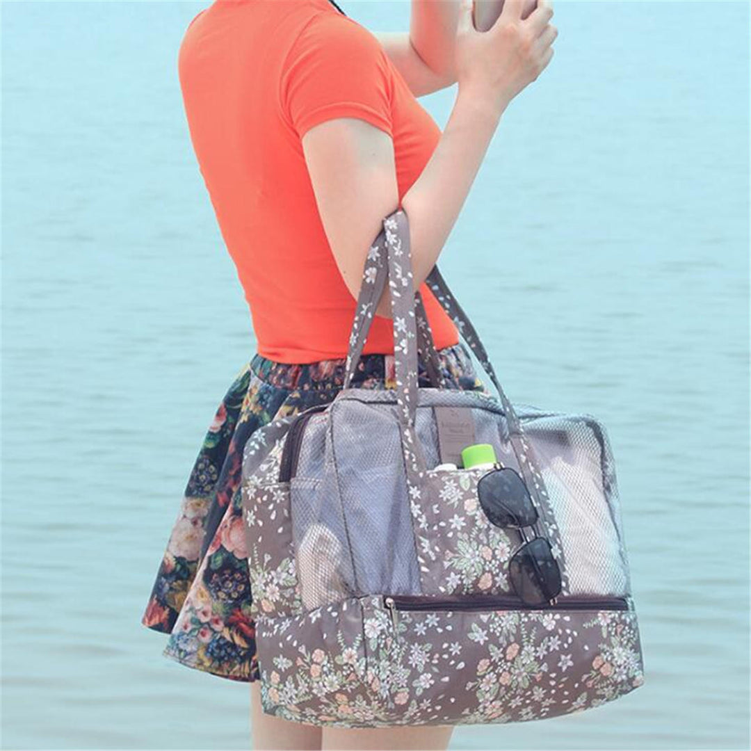 Outdoor Portable Women Mesh Beach Tote Bag Summer Travel Pouch Handbag Image 8