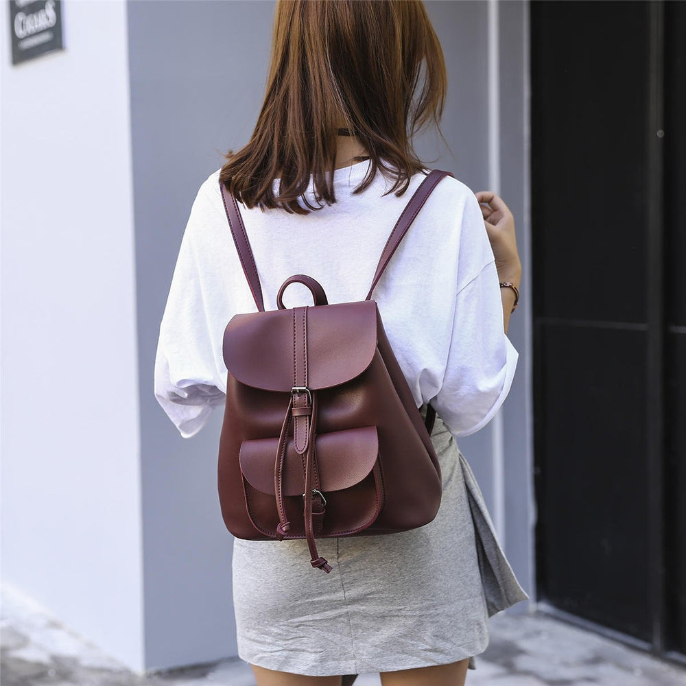 PU Drawstring Backpack Student School Bag Travel Camping Shoulder Bag Waterproof Handbag DTTT Image 2