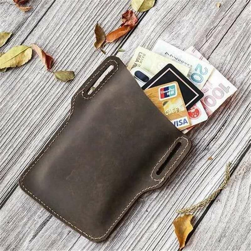 Portable PU Leather Universal Mobile Phone Car Cover Bag Outdoor Waterproof Waist Shoulder Storage Pack DTTT Image 2